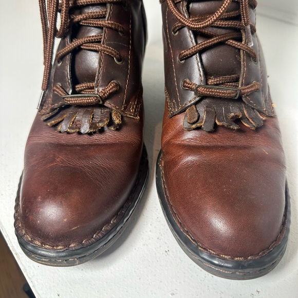 Double H Women’s 8.5M Brown Leather Lace-Up Western Boots Moto Kitlie Style - Picture 3 of 9